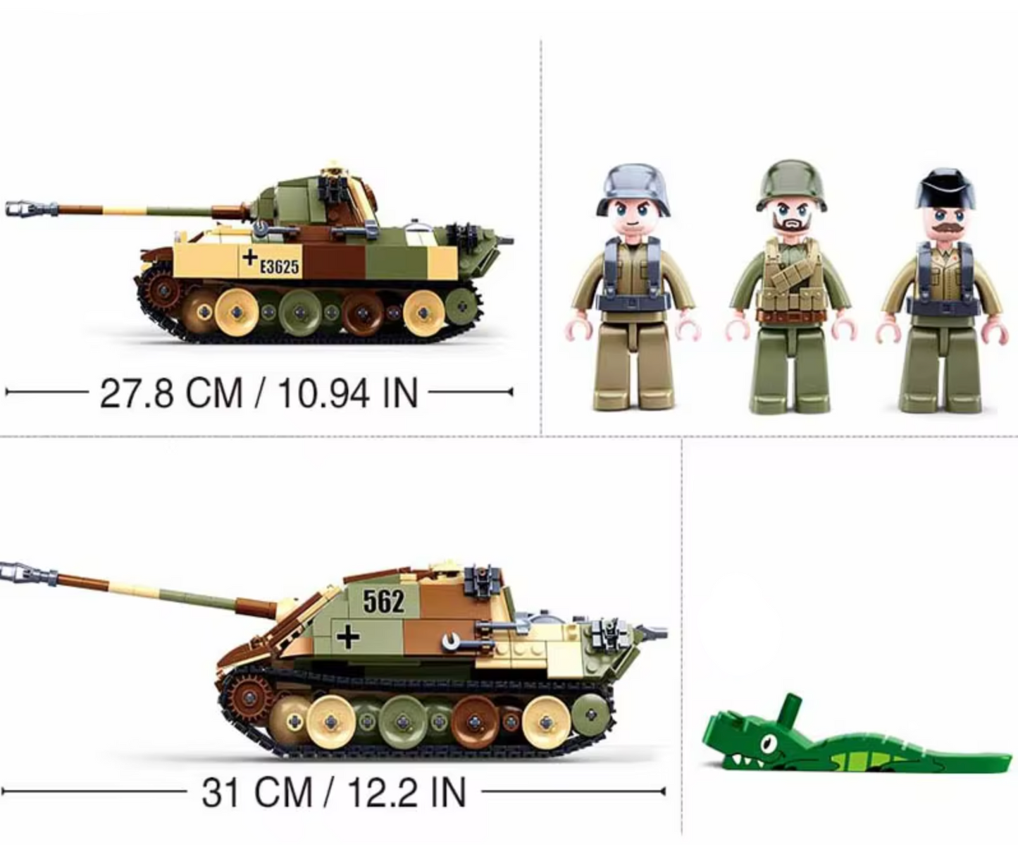 WWII German King Tiger Tank + 3 Soldiers