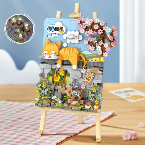 Cherry Blossom Cat Building Block Set – 787 Piece