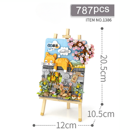 Cherry Blossom Cat Building Block Set – 787 Piece