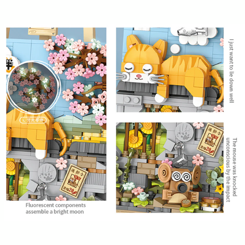 Cherry Blossom Cat Building Block Set – 787 Piece