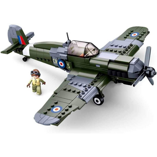 WWII RAF Fighter Plane + Pilot Figure