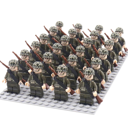 WWII U.S. Paratrooper Assault Squad – 24 Soldiers + Baseplate