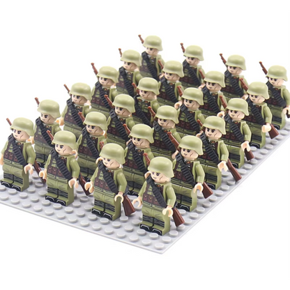 WWII Chinese Rifle Trooper Squad – 24 Soldiers + Baseplate