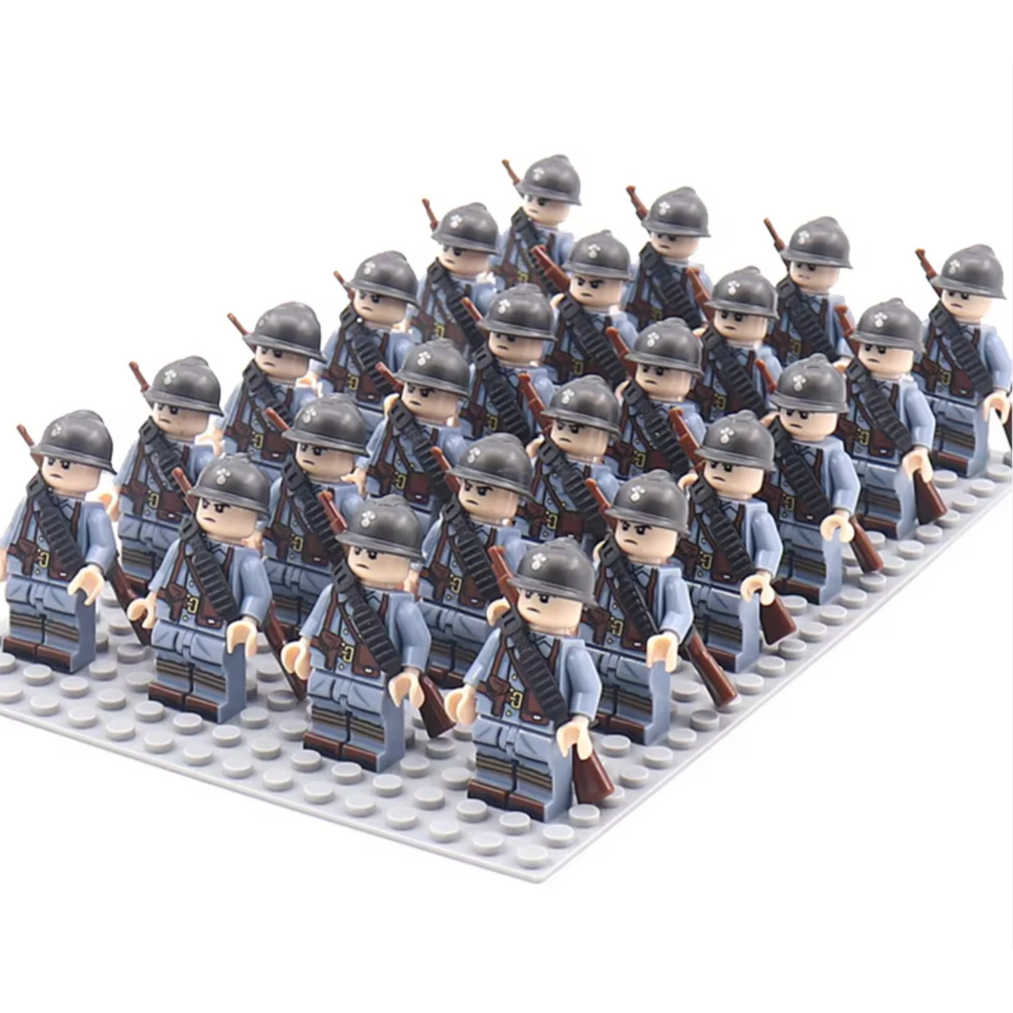 WWI French Infantry Squad – 24 Soldiers + Baseplate