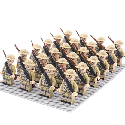 WWII British Army Troops – 24 Soldiers + Baseplate