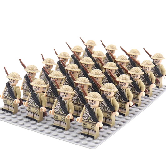 WWII British Army Troops – 24 Soldiers + Baseplate