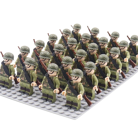 WWII U.S. Army Infantry Squad – 24 Soldiers + Baseplate