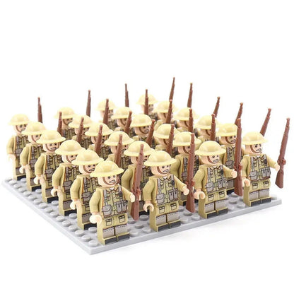 WWII British Army Troops – 24 Soldiers + Baseplate